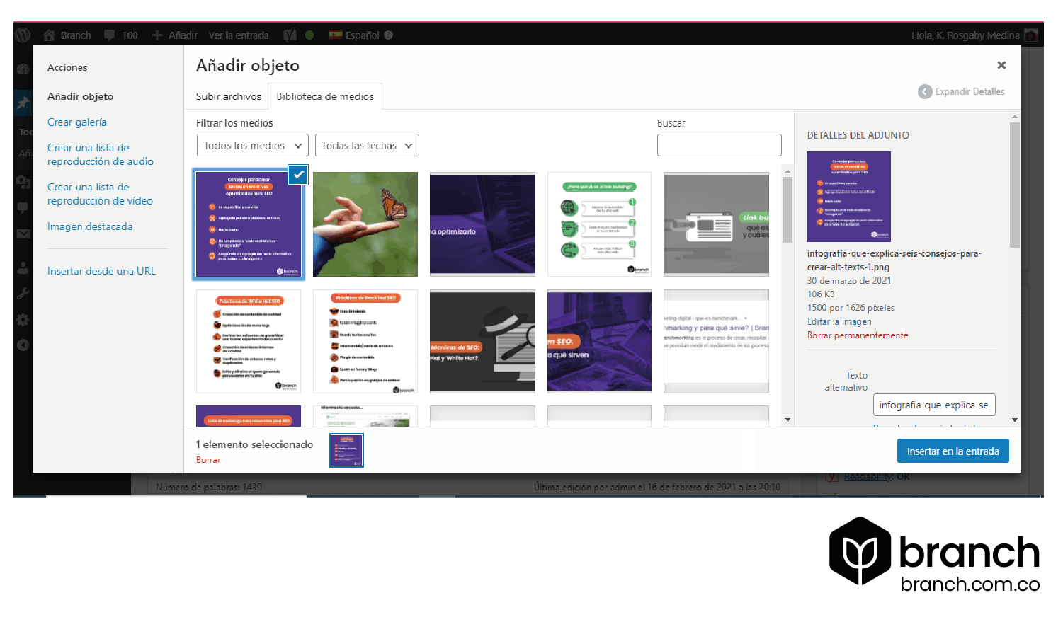 Ventana para añadir imágenes