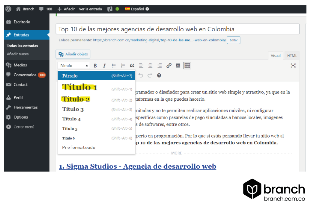 Escoger meta títulos
