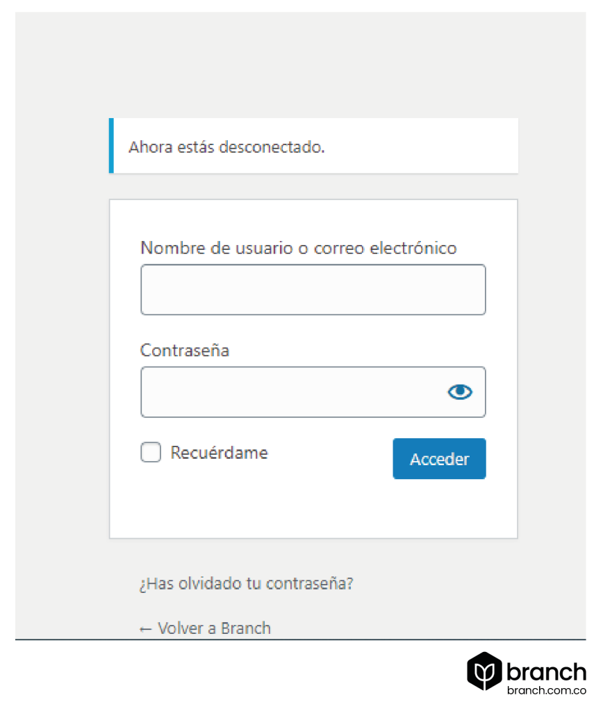 Página de inicio de sesión en WordPress