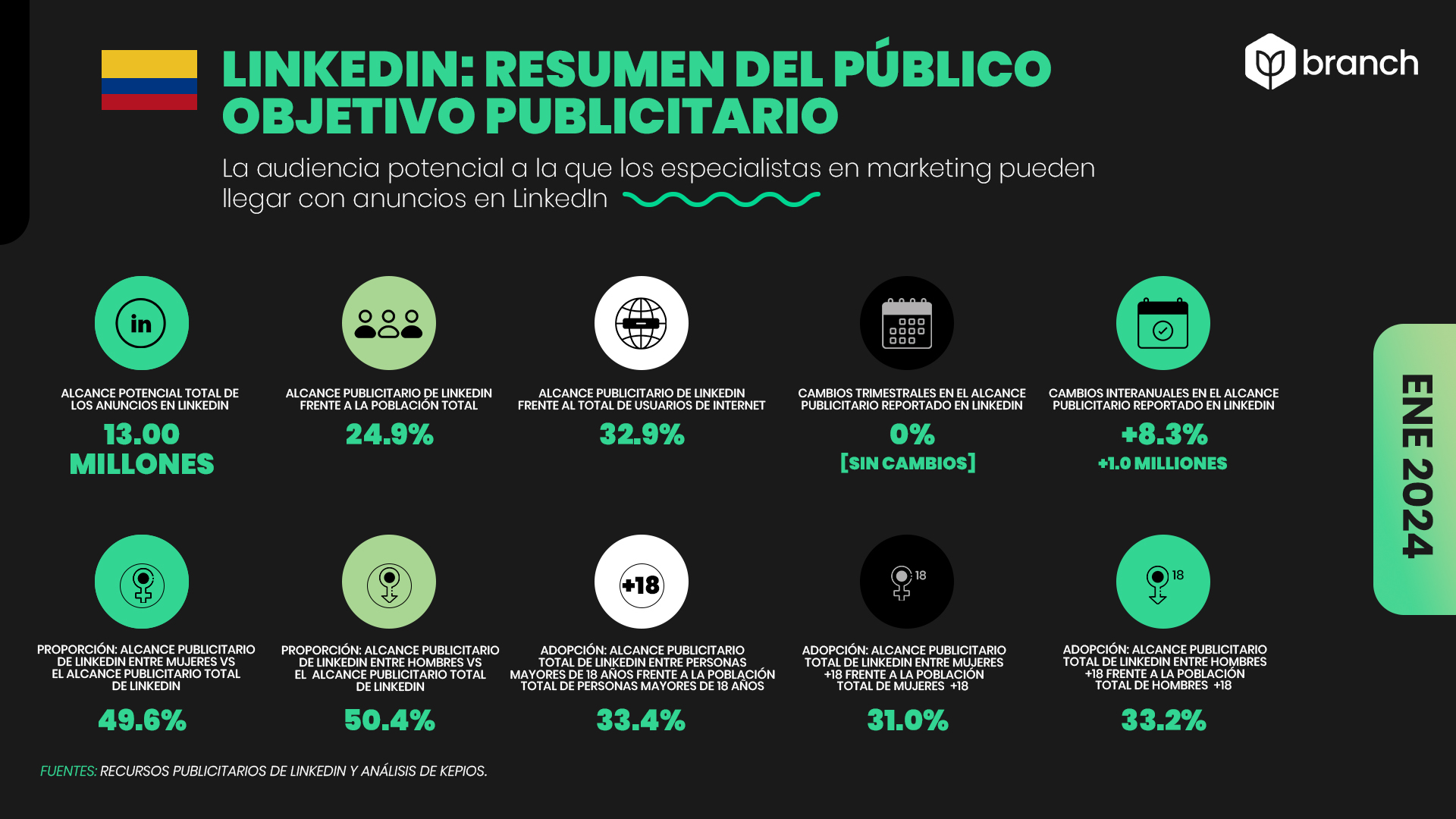 Estadísticas de la audiencia de LinkedIn en Colombia 2023-2024